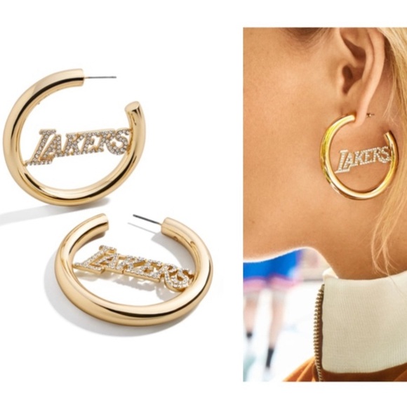 BAUBLEBAR Women's Gold Los Angeles Lakers Logo Hoop Earrings NWT 49$ - Picture 1 of 3
